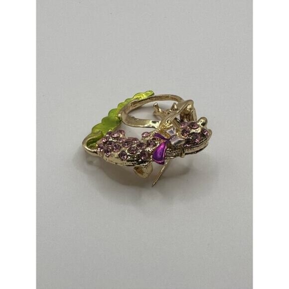 Cat & Fish Brooch Pin With Rhinestones & Enamel Accents - Picture 6 of 10